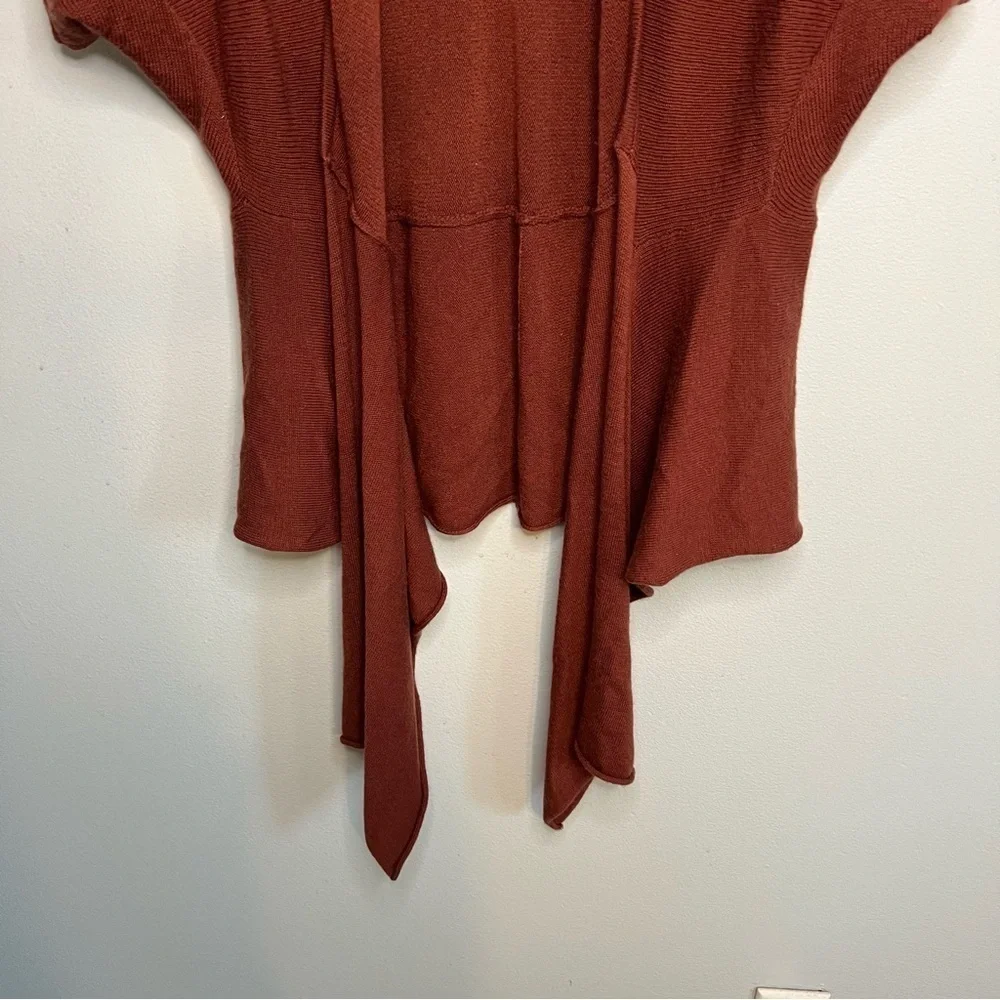 Banana Republic Wool Blend Open Front Cardigan Sz XS Rust Short Sleeve boho fall